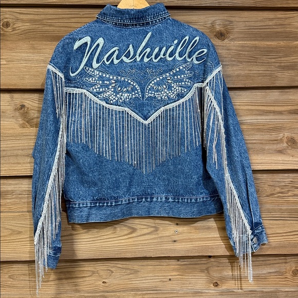 Miss Me Nashville Denim Jacket with Fringe - Picture 9 of 11